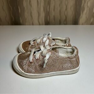 🌺Wonder Nation Pull On Sneakers Toddler Girl's 8 Pink Gold Sparkly